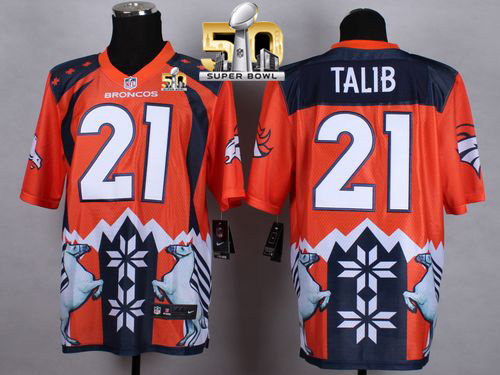 Nike Broncos #21 Aqib Talib Orange Super Bowl 50 Men's Stitched NFL Elite Noble Fashion Jersey